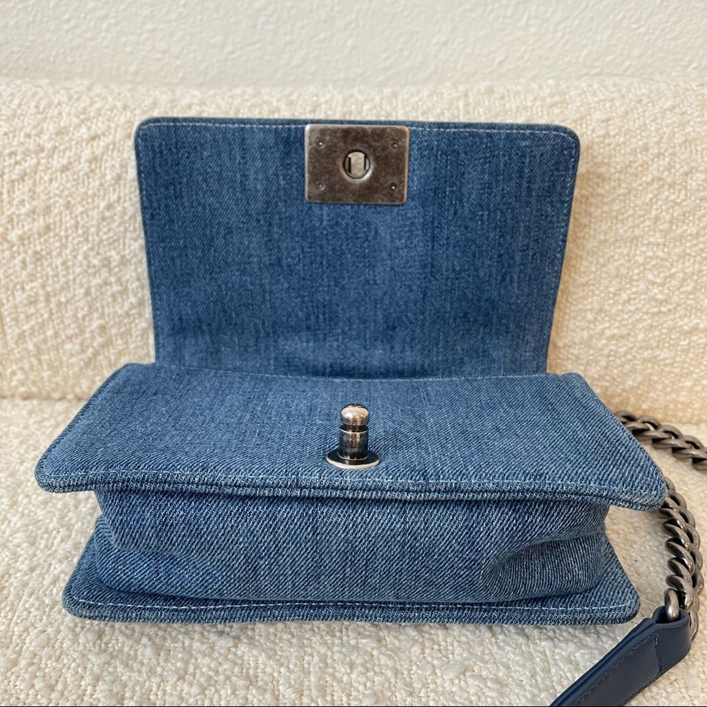Chanel Denim Blue Quilted Small Boy Flap Purse Crossbody - Picture 11 of 16